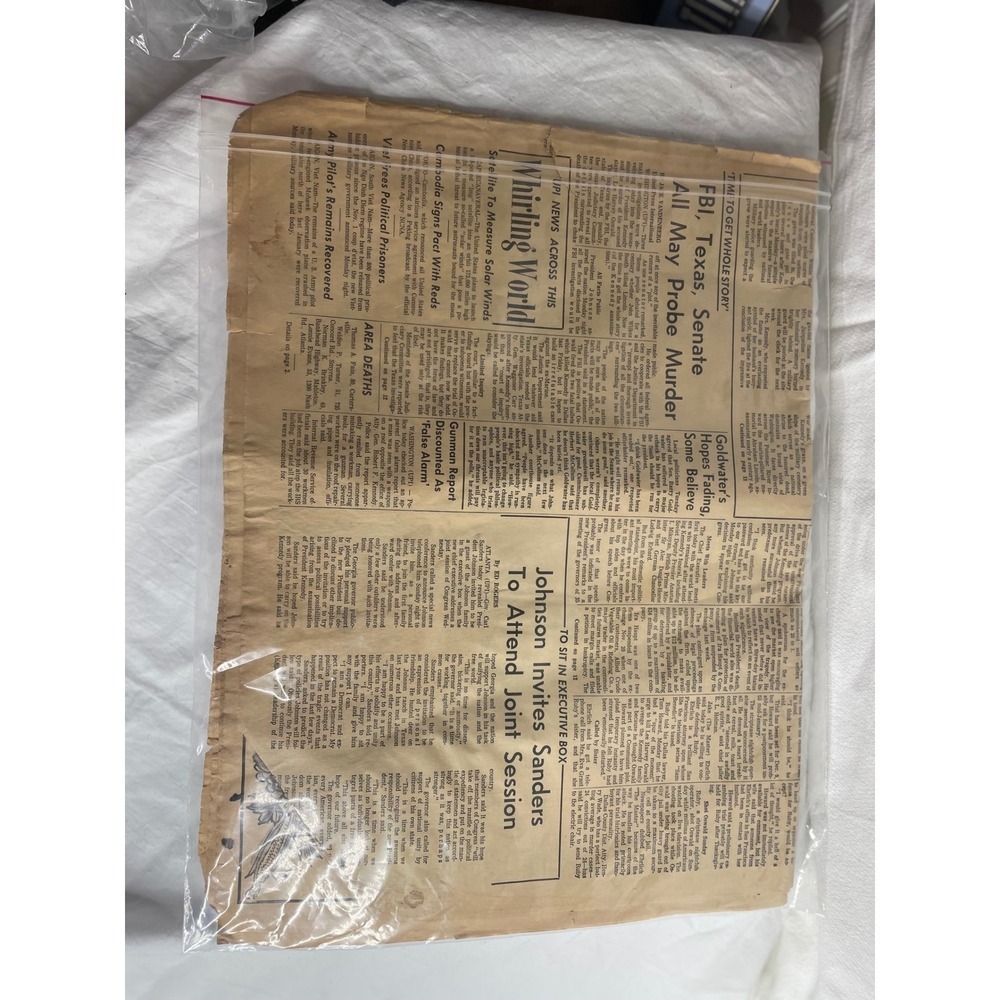 Historic Marietta Daily Journal Newspaper November 28 1963 LBJ JFK Assassination